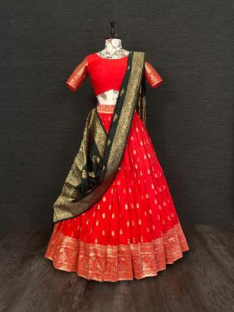 Pink Embroidered Banarasi Silk Designer Lehenga Choli